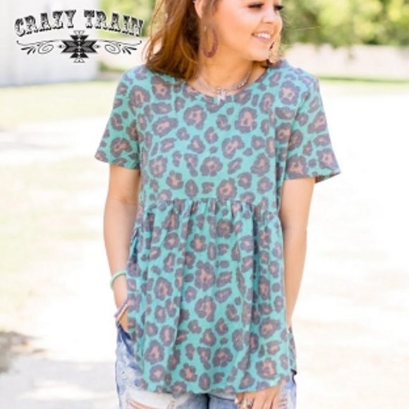 Crazy Train Tops - Last 1 Turquoise Tally Top